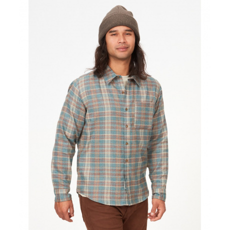 Рубашка мужская Marmot Fairfax  Novelty Heathered Ltwt Flannel LS | Dark Jungle | Вид 1