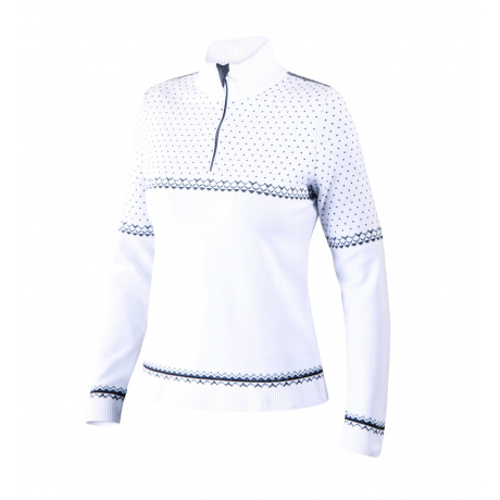 Пуловер женский Newland Lech T-NECK 1/2 ZIP LADY KNIT | White/Black | Вид спереди
